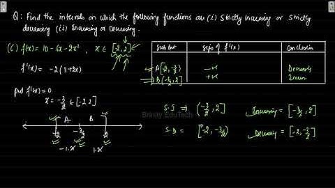 AOD - I - Increasing & Decreasing Functions - f(x) = 10-6x-2x^2 on [-2,2]