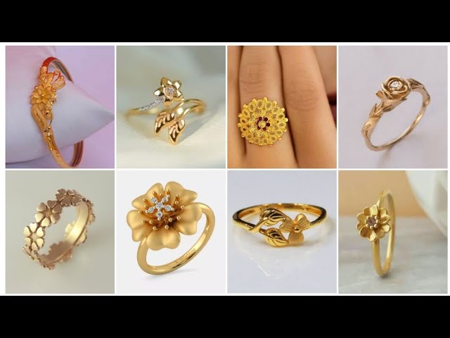 Buy Elegant Flower Design Gold Plated Plain Gold Ring Design Ladies Ring  Online