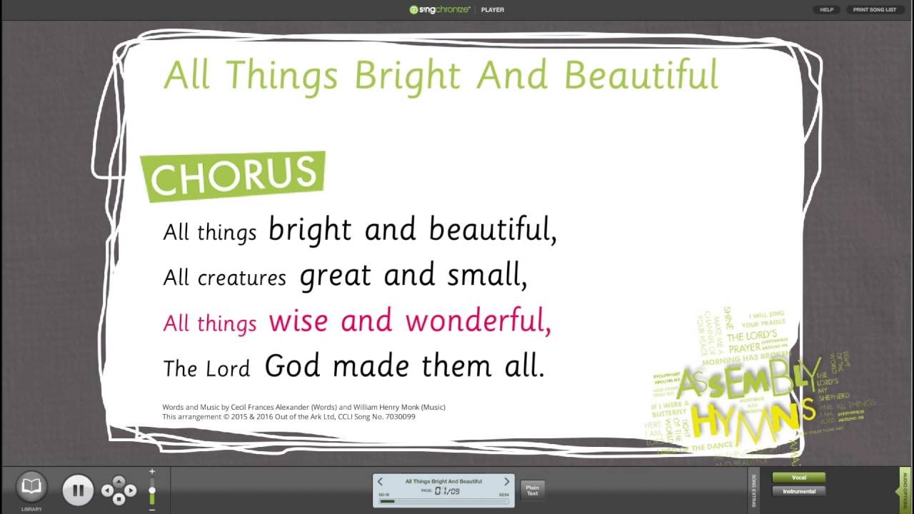 All Things Bright And Beautiful Flip Chart
