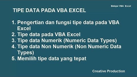 Belajar VBA Excel 3 : Tipe Data Pada VBA Excel