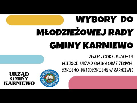 WYBORY DO MŁODZIEŻOWEJ RADY GMINY KARNIEWO | 26 KWIETNIA 2024 | #samorząd #młodzież #mazowsze