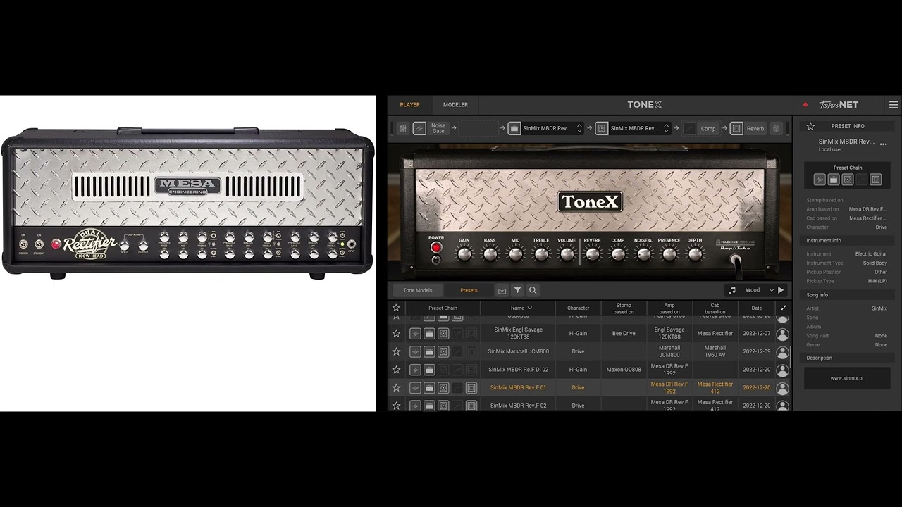 IK Multimedia Tonex  SinMix Mesa Dual rectifier preset 02