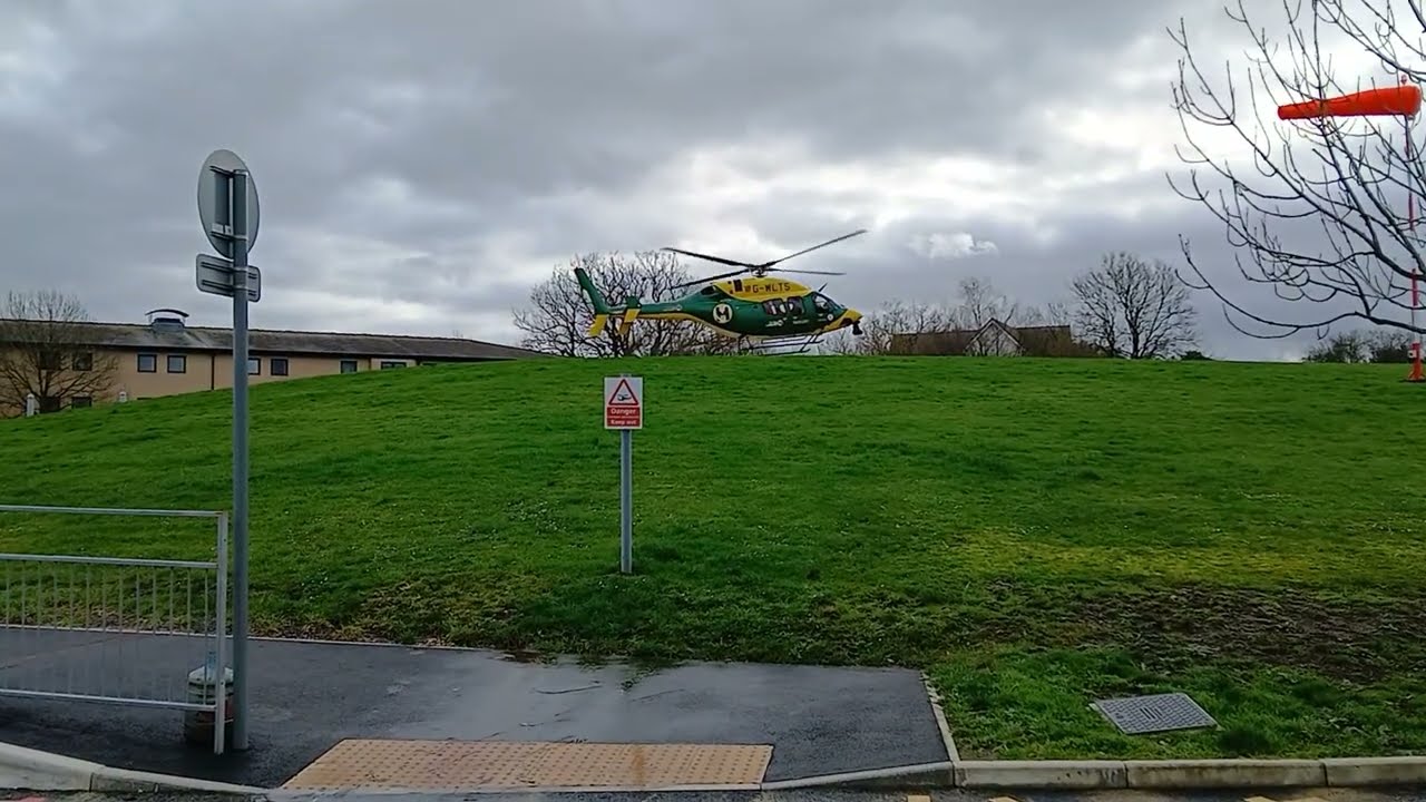 Wiltshire and Bath Air Ambulance critical care team returning to base from great western hospital 