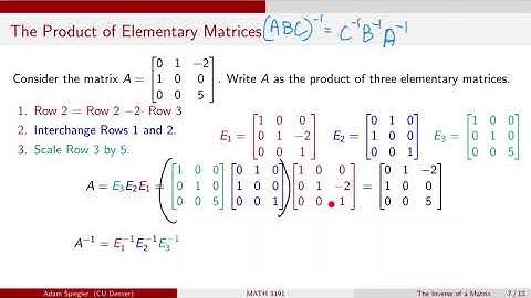 MATH 3191: Decomposing a Matrix into a Product of Elementary Matrices
