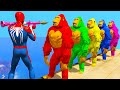 GTA 5 Crazy Ragdolls RED SPIDERMAN VS RED GORILLA VS GREEN GORILLA (Euphoria Physics & Funny Fails)