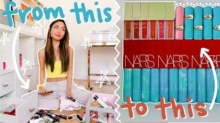 Organizing & Decluttering My MASSIVE Makeup Collection! Hoarding Room Makeover pt 3