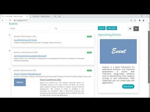 Event management app in asp.net core razor pages