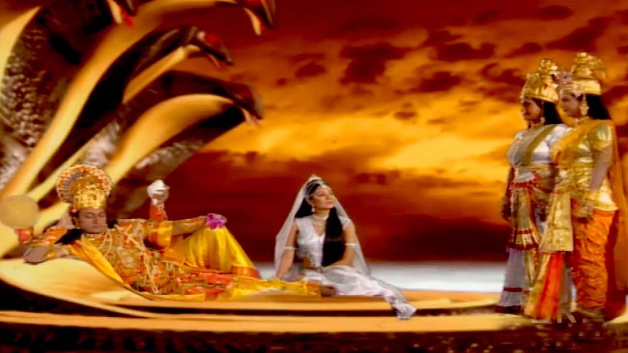 Maa Laxami And Saraswati got jealous by seeing Maa Ganga With Lord Vishnu  English Subtitle Serial