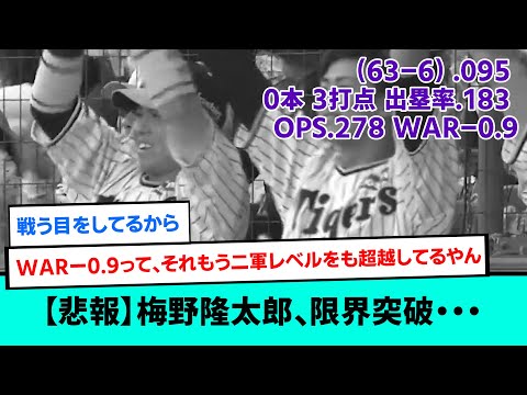 【悲報】梅野隆太郎、限界突破・・・・・・【阪神タイガース/プロ野球/なんJ反応まとめ・ 2chスレ・5chスレまとめ/VOICEVOX/坂本誠志郎】