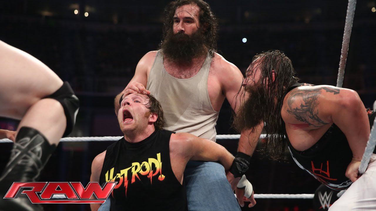 Roman Reigns Dean Ambrose  Randy Orton vs Bray Wyatt Luke Harper  Sheamus Raw Aug 3 2015