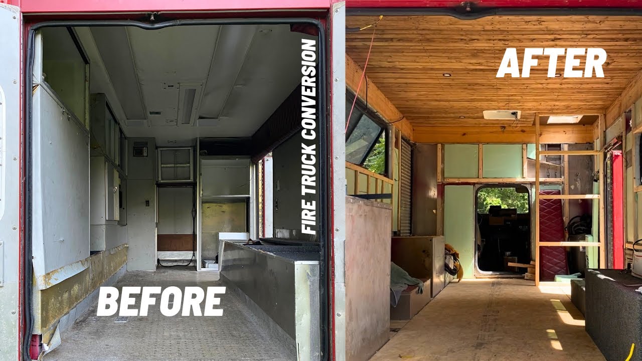 Ambulance Conversion Timelapse: Gutting, Adding Windows, Roof Raise, Subfloor, Ceiling Boards