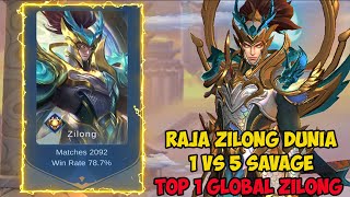 Top 1 Global Zilong Savage 1vs5 Cuma Modal Windtalker - King Of Zilong Mobile Legends