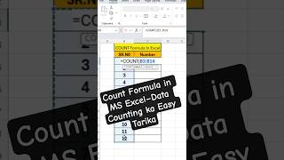 Count Formula in MS Excel – Data Counting ka Easy Tarika 📊#ExcelTips #CountFormula#shorts #viral