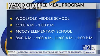 Free summer meals available at Yazoo City schools