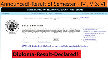 sbte bihar semester result declared!