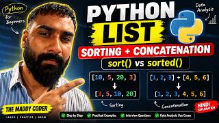 Python List Sorting & Concatenation 🔥 | sort() & List + List Explained | Python for Data Analysis Guide