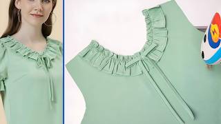 Very Easy Neck Design Cutting and Sewing With Ruffle | DIY Quick Sewing Tips and Tricks For Beginner