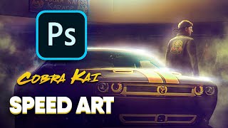 I Created a Cobra Kai Speed Art in Photoshop - Photo Manipulation | Fan Art | Poster | Netflix | FR screenshot 1