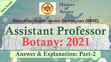 [Paper 1, Part-2] Rajasthan Public Service Commission (RPSC) | BOTANY Assistant Professor Exam 2021