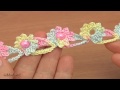 How To Crochet Floral Cord With Beads Урок 72 Цветочные элементы в шнуре