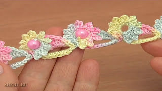 How To Crochet Floral Cord With Beads Урок 72 Цветочные элементы в шнуре(Дорогие зрители!!! В связи с изменением в партнерской политики YouTube, мы вынуждены изменить систему распростр..., 2014-12-25T20:05:50.000Z)