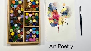 Mark Making over dried watercolour, video 2/2.