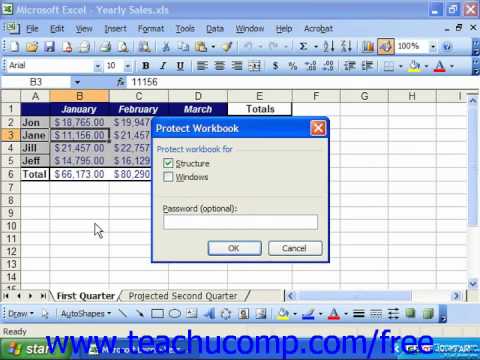 Excel 2003 Tutorial Workbook Protection Microsoft Training Lesson 32.3