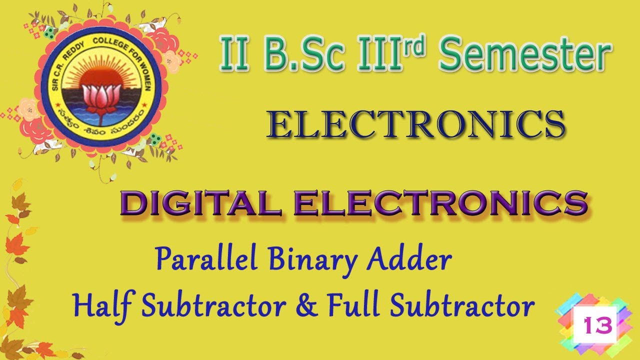 13. II BSc 3rd Sem Digital Electronics Unit 3 Parallel Binary Adder Half & Full
