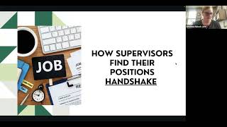 Graduate Assistantships and Handshake Navigation Workshop for GA Supervisors.