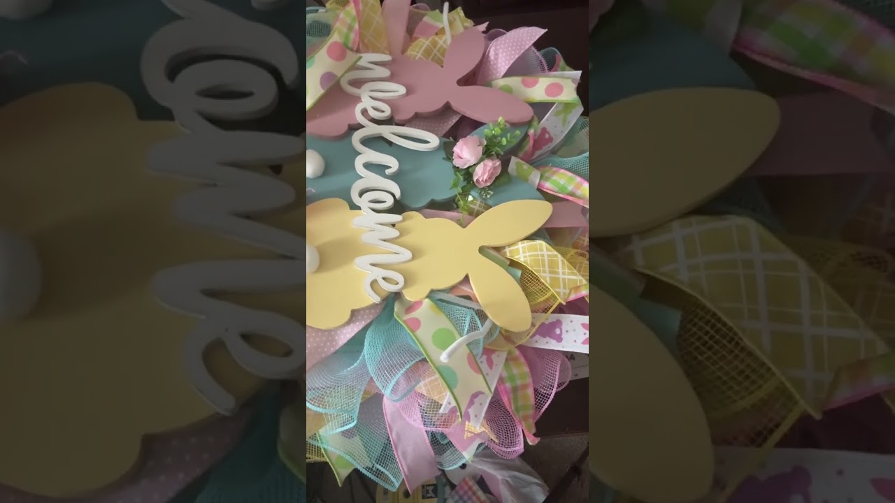 Easter bunny mesh wreath