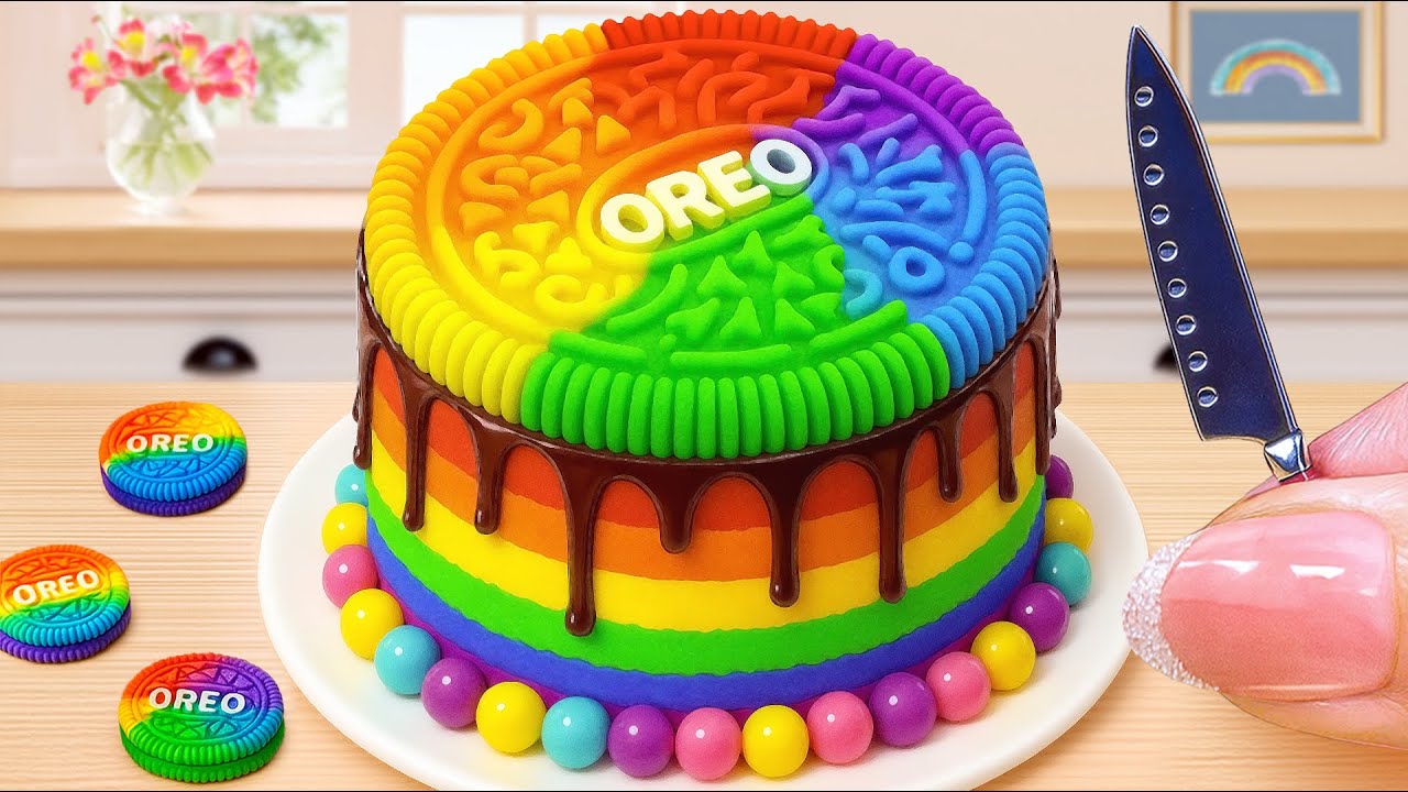 Amazing Rainbow Mini OREO Cake 🍬 How To Decorating Rainbow Drip Cake | Wonder Cake