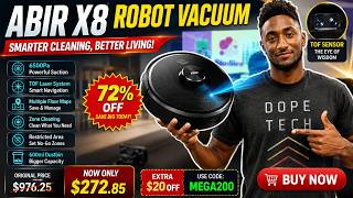 ABIR X8 Robot Vacuum Cleaner ,Laser System, Multiple Floors Maps, Zone Cleaning,Restricted