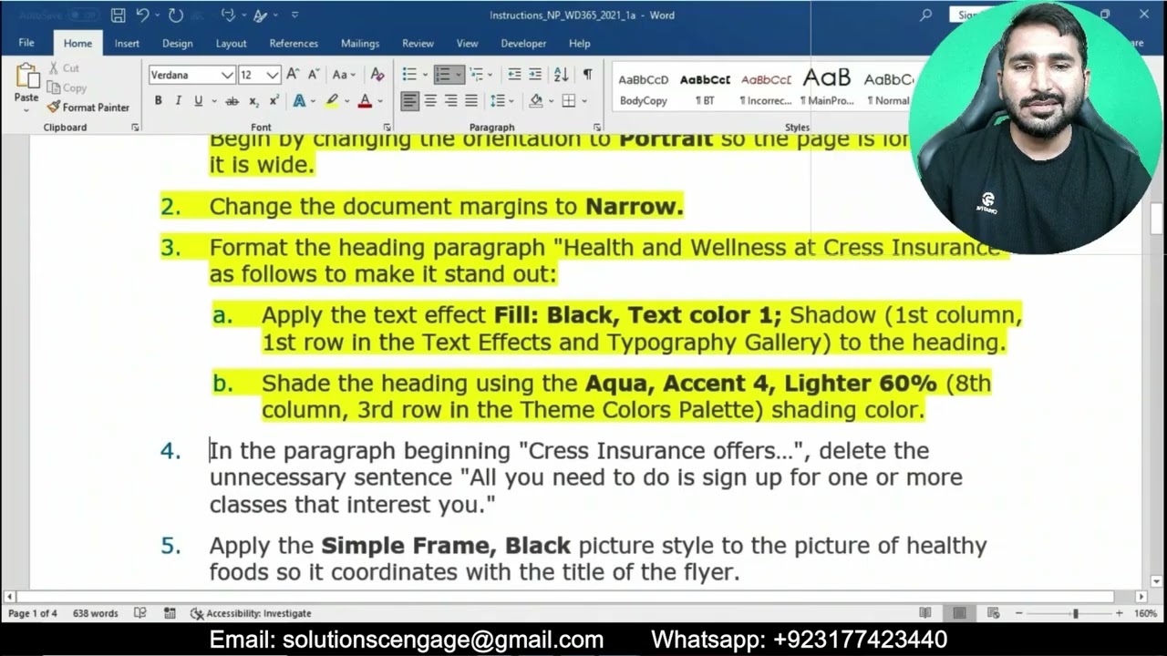 SAM Project 1a Word Module 01 Creating and Editing a Document | Cress Insurance Company