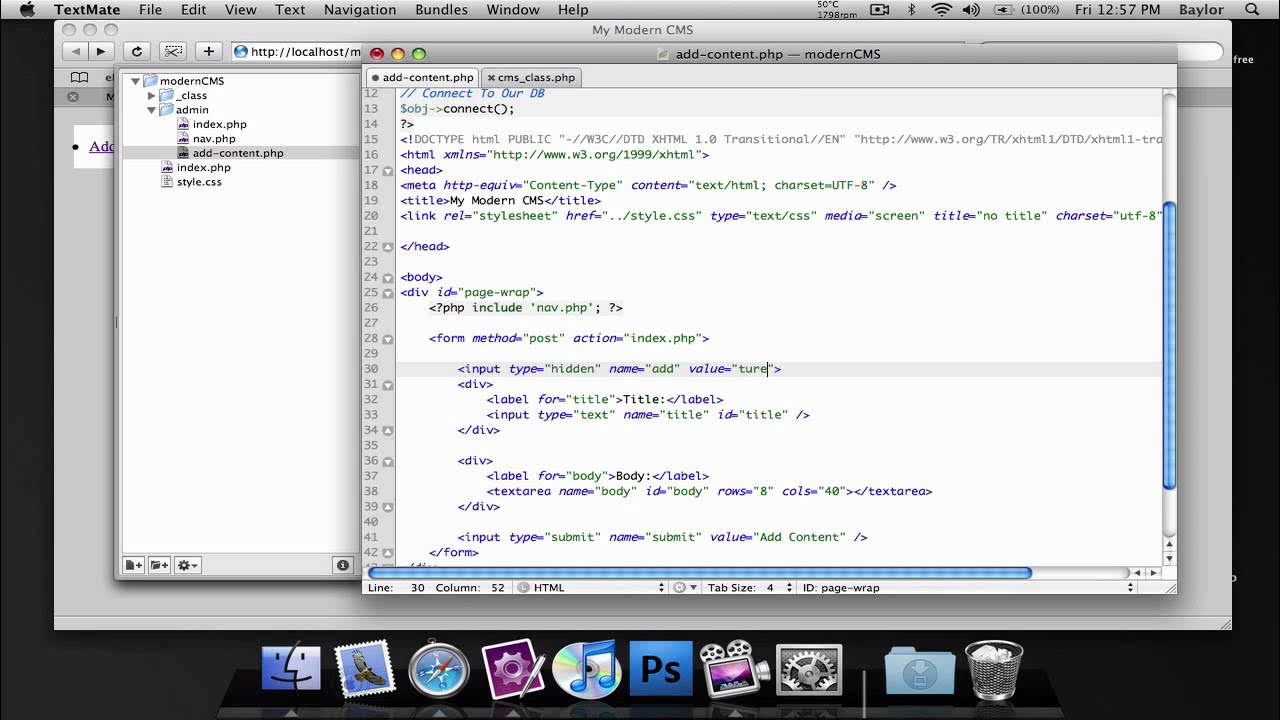 How to create a CMS with PHP // Part 4 - Adding Content To Our Site ...
