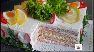 Lachstorte / Sandwichtorte/ Brottorte/ Salzige Torte/ Salmon Cake
