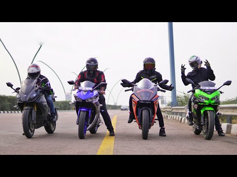 Kawasaki Ninja 400 Vs Yamaha R3 Vs KTM RC390 Vs Apache RR310 | Long Race | Quad battle