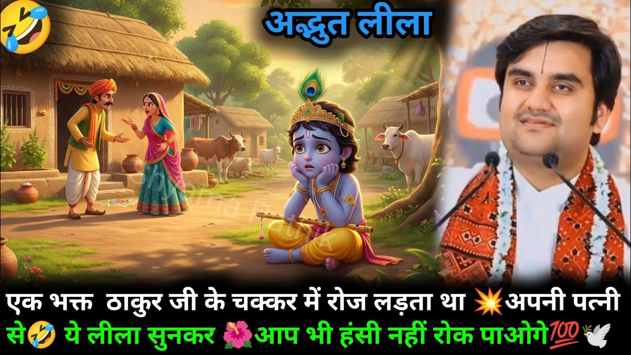 एक भक्त ठाकुर जी के चक्कर में रोज लड़ता था अपनी पत्नी से || Pujya Indresh Ji Maharaj #krishnaleela