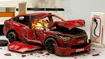 Crash Test of Tesla Model X Diecast Model  - Car Crash Test