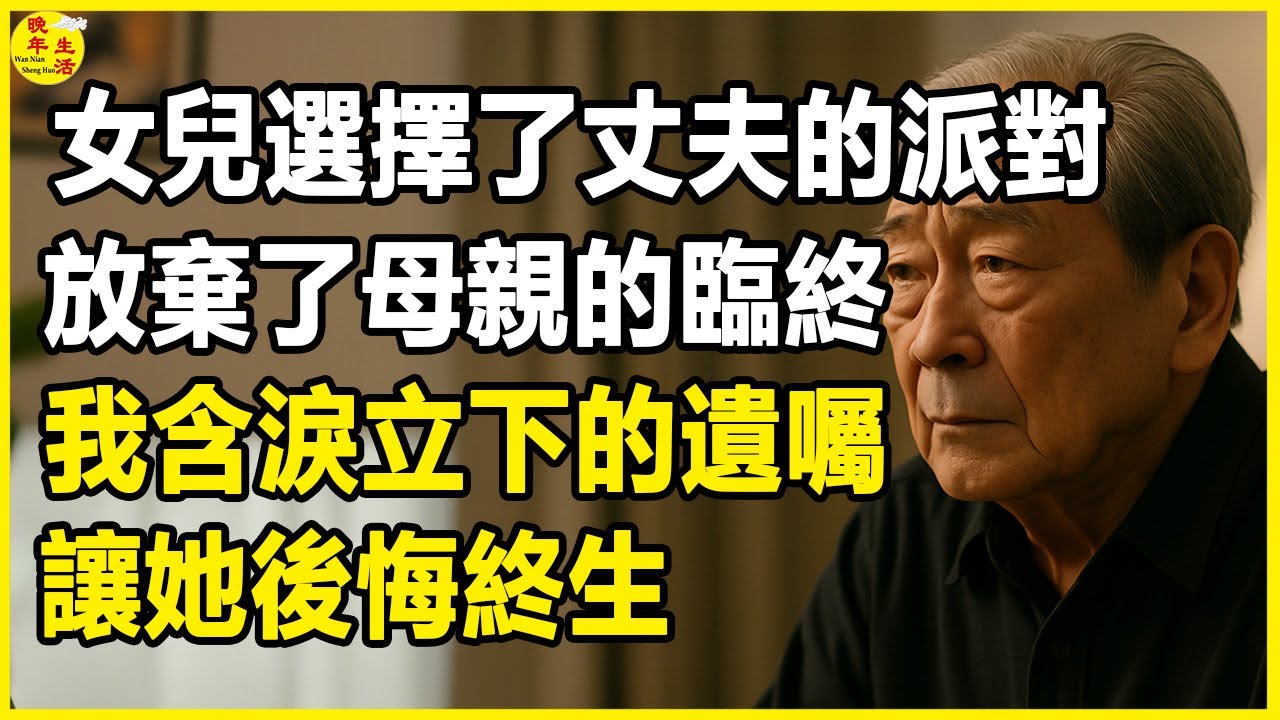 女兒選擇了丈夫的派對，放棄了母親的臨終，我含淚立下的遺囑，讓她後悔終生。#晚年生活 #中老年生活 #為人處世 #生活經驗 #情感故事 #家養老 #幸福人生 #上了年紀該明白的事