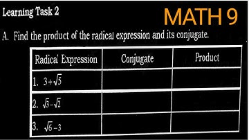 TAGALOG - FINDING THE PRODUCT OF THE RADICAL EXPRESSION AND ITS CONJUGATE - G9: W5-6, L2A
