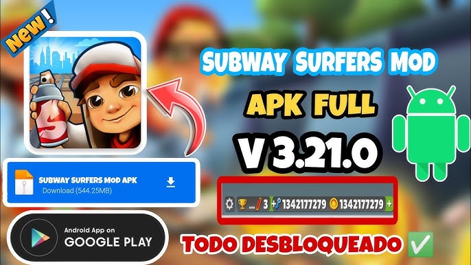 Subway Surfers APK + MOD v3.22.1 (Desbloqueado / Dinheiro + Chave)