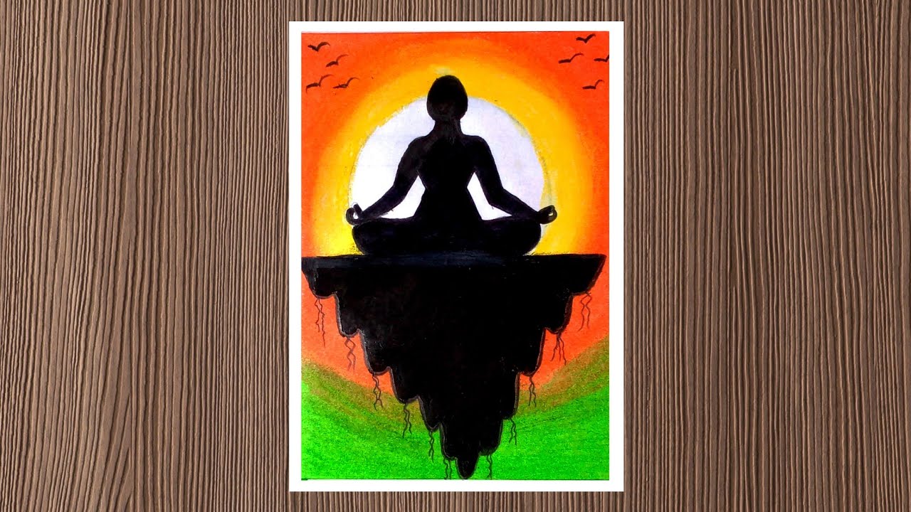 International Yoga Day Drawing with Oil Pastels for beginners Yoga
