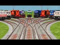 4+4+1 Trains Run At Curve X Branches Railroad Tracks || train simulator | indian Railways