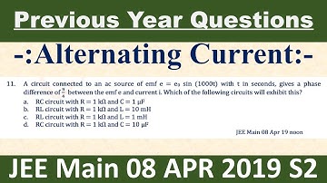 A circuit connected to an ac source of emf e = e0 sin (1000t) with t in seconds, gives a phase diff