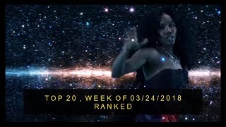 My 21st ranking of current Top 20 hits on Billboard Hot 100 (week of 03/24/2018)