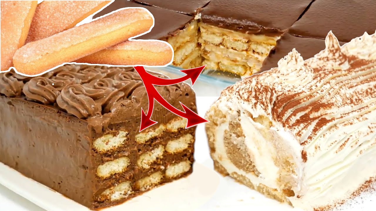 3 Postres SIN HORNO con galletas bizcochos, vainillas lady fingers o champagne  😍 # 78