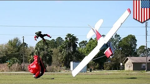 Skydiving accident: plane wing clips parachute, takes skydiver down