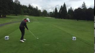 Morgane Metraux Tees off During NCAA Practice Round