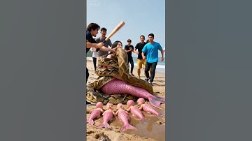 The mermaid mother was coiled by a giant python and everyone came help her #mermaid #shorts