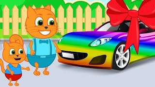 Cats Family in English  Gift Rainbow Car Cartoon for Kids